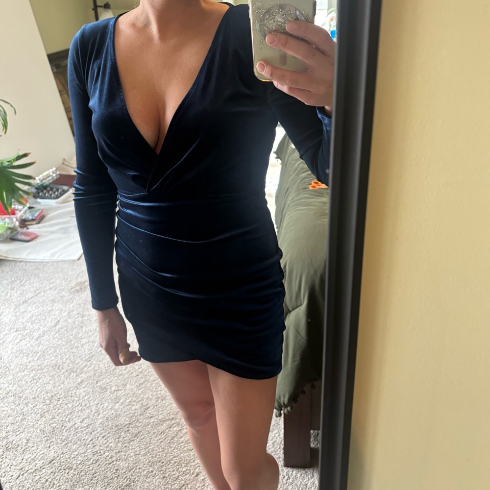 Windsor Deep Blue Long Sleeve Dress